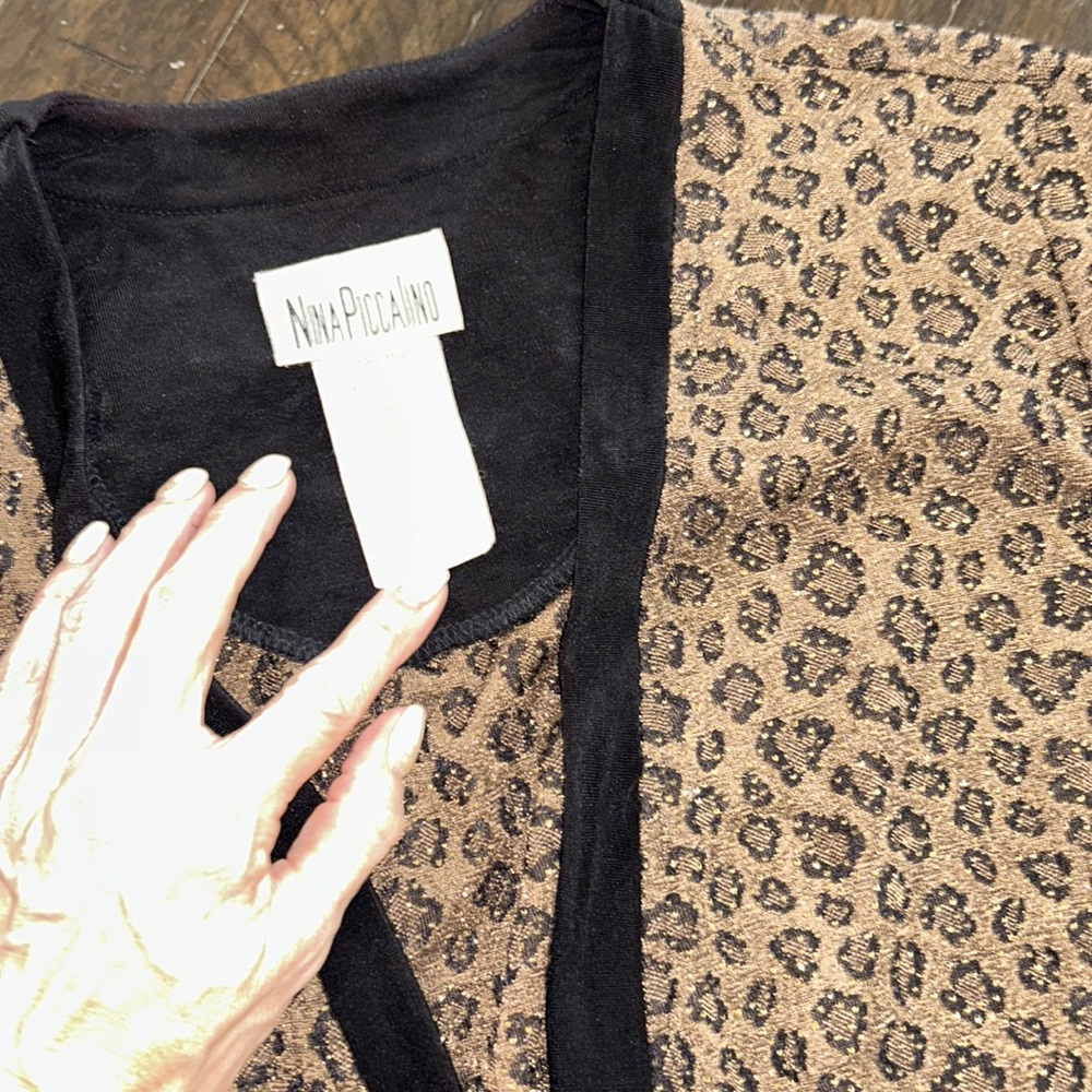 Nina Piccalino Leopard 2 in 1 luxury long sleeve cheetah print tanks w cardigan - Picture 3 of 16